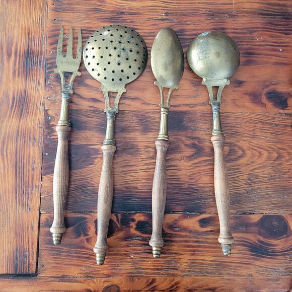 Vtg Brass Kitchen Utensils Set of 4 - Picture 5 of 6